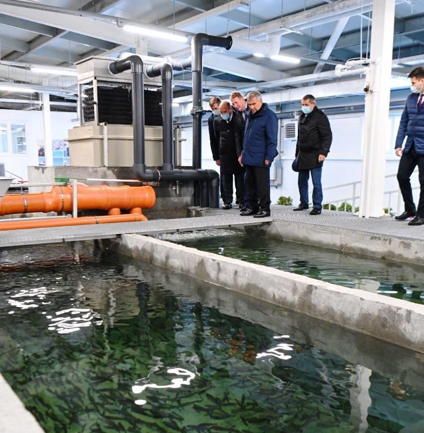 Президент Татарстана осмотрел третью очередь рыбоводного комплекса «Биосфера-Фиш»