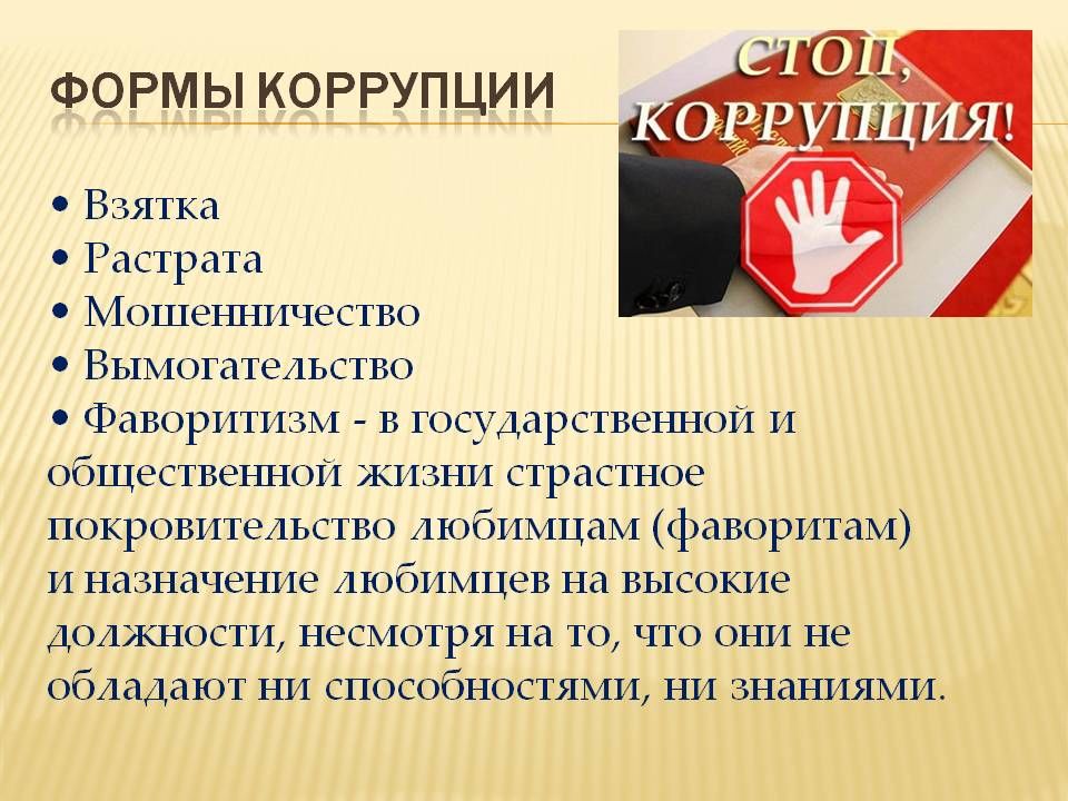 Виды коррупции презентация