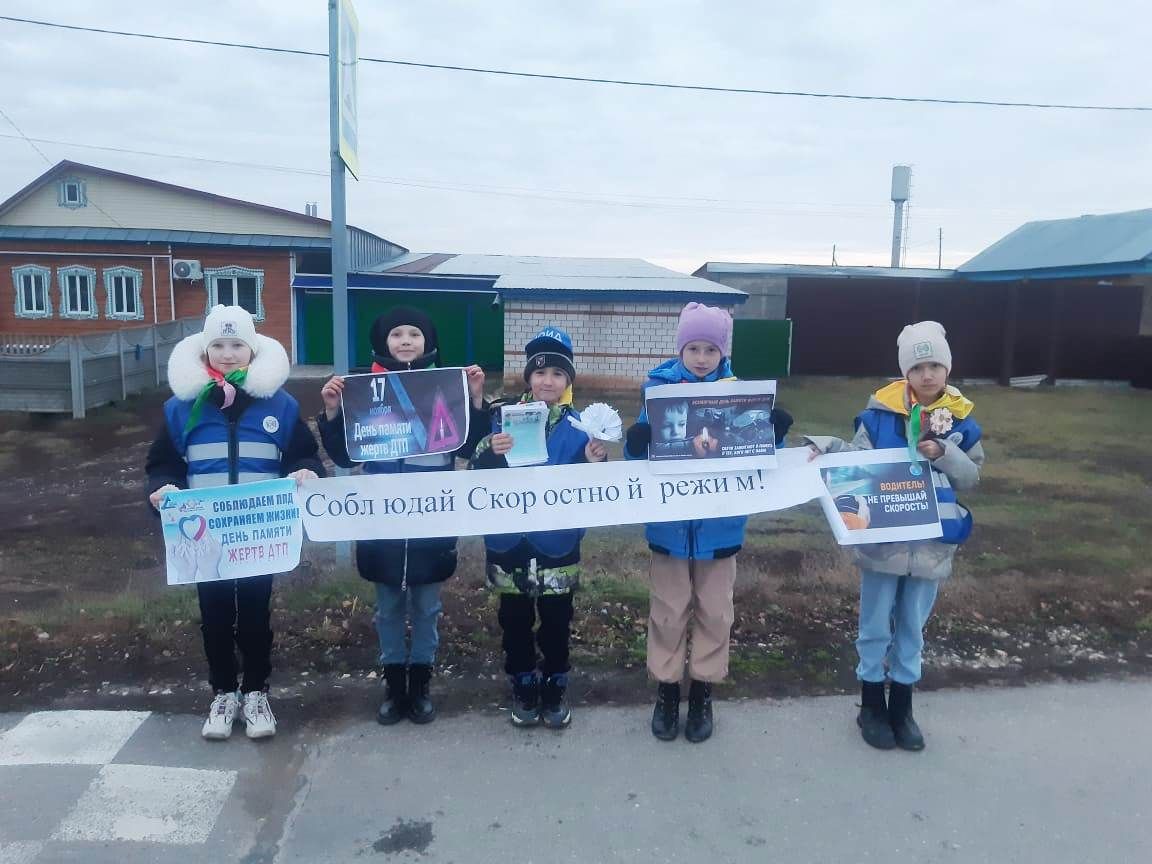 В рамках Дня памяти жертв ДТП юидовцы Пелевской школы вручали водителям «Птицу счастья»