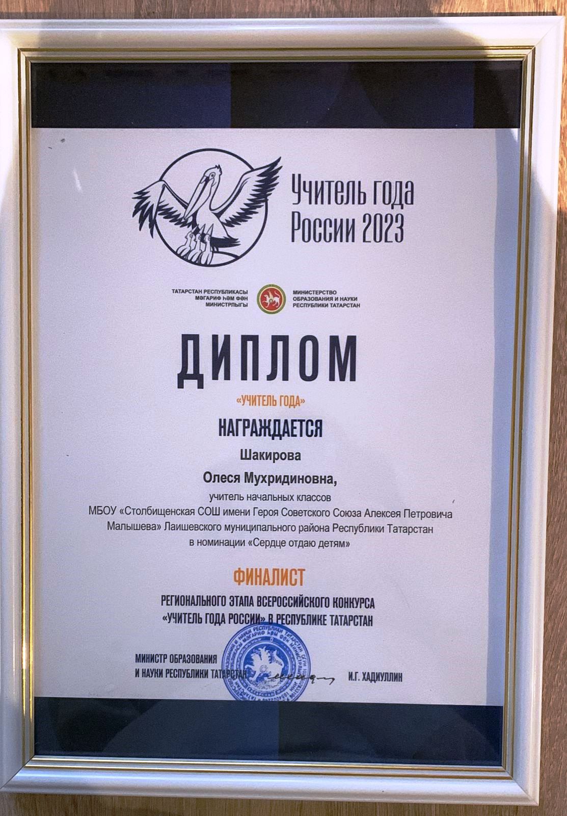 Педагог из Лаишевского района вошла в финал Всероссийского конкурса «Учитель года 2023»