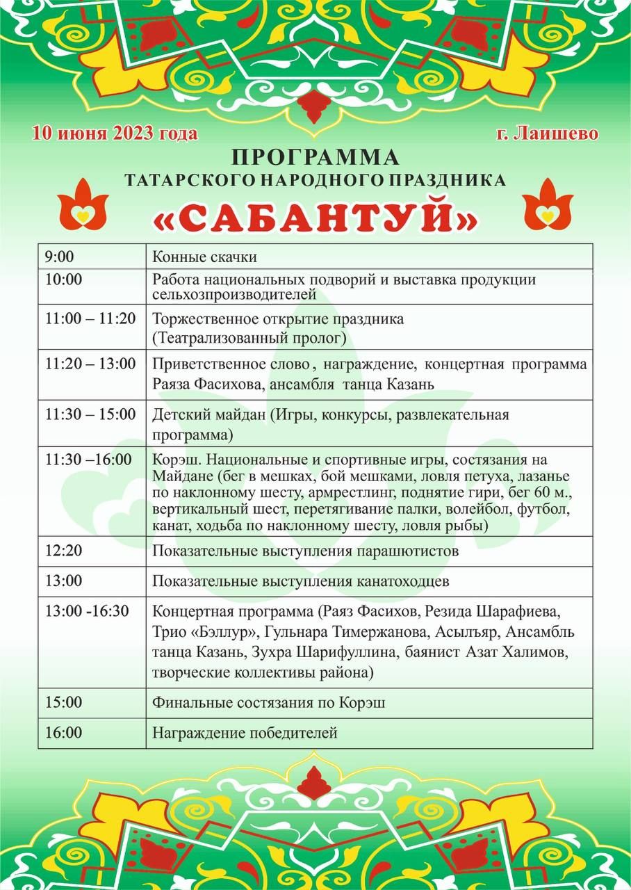 Программа татарского народного праздника Сабантуй | 10.06.2023 | Лаишево -  БезФормата