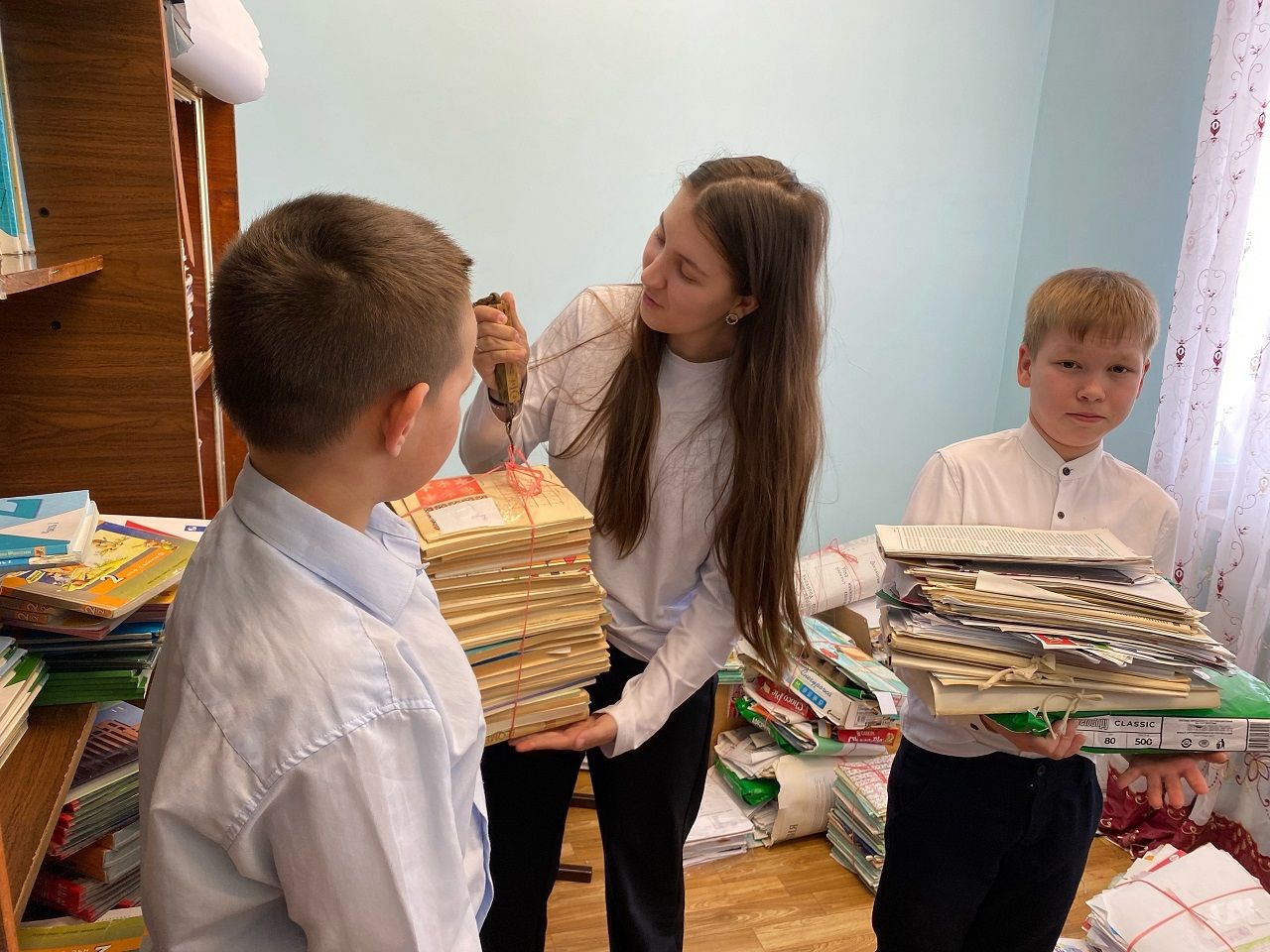 Учащиеся Пелевской школы Лаишевского района собрали более 100 кг макулатуры