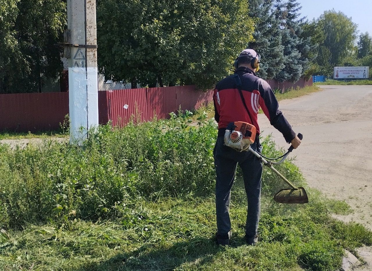 В Лаишевском районе продолжается обкос территории поселения