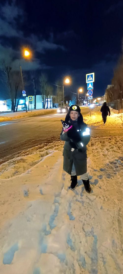 В конкурсе «Светоотражение — верное решение» принял участие Глеб Газатуллин и его питомец Ева