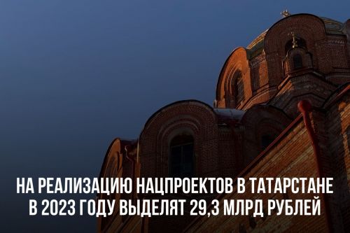 На реализацию нацпроектов в Татарстане в 2023 году выделят 29,3 млрд рублей