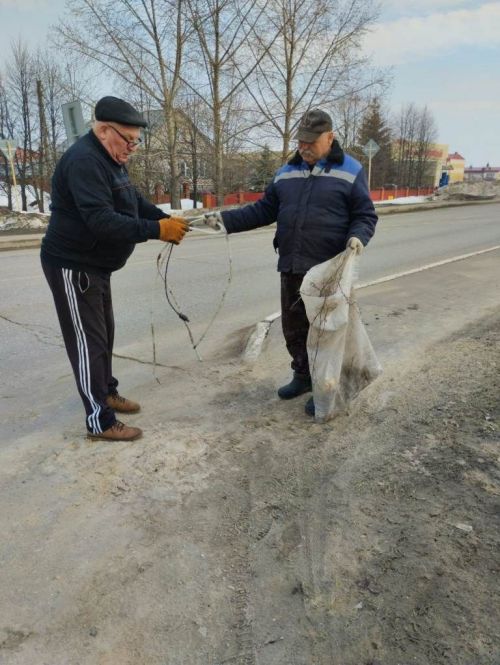 В Лаишеве люди массово вышли на очистку территорий вокруг своих организаций от снега