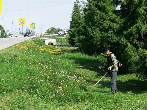 В Лаишеве продолжается обкос травы