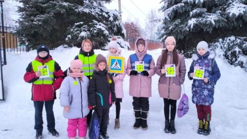 Активисты Нармонской школы агитируют за фликеры