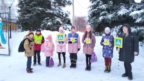 Активисты Нармонской школы агитируют за фликеры