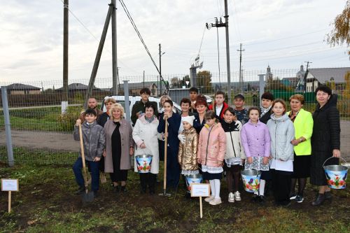 В селе Державино на территории школы посадили сиреневый сад