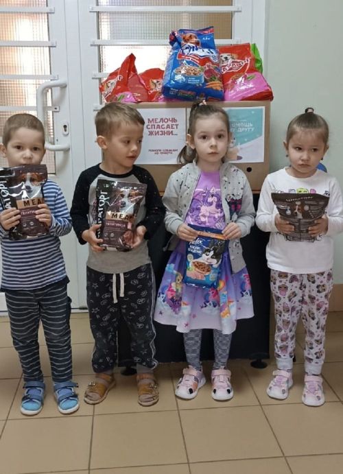 Дети Лаишевского района и их родители собрали корм для собак из приюта