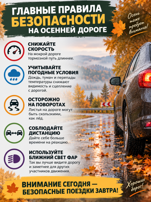 Главные правила безопасности на осенней дороге