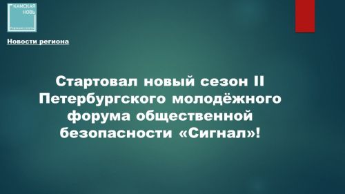 Стартовал новый сезон II Петербургского молодёжного форума общественной безопасности «Сигнал»!