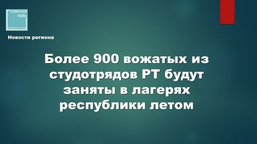 Более 900 вожатых из студотрядов РТ будут заняты в лагерях республики летом
