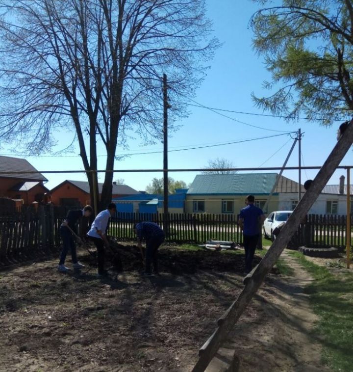 Лаишевские школьники сажают картошку на огородах пенсионеров