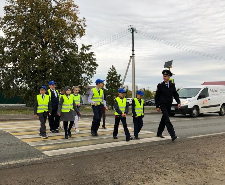 Ученики Усадской прогимназии учатся переходить пешеходный переход
