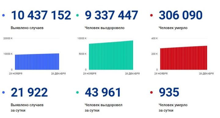 Более 306 тысяч россиян стали жертвами пандемии