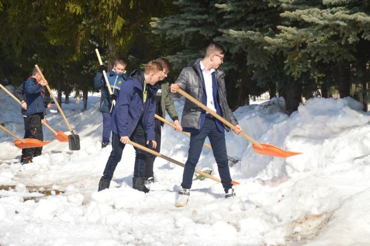 Экологическая акция по уборке снега в Лаишево