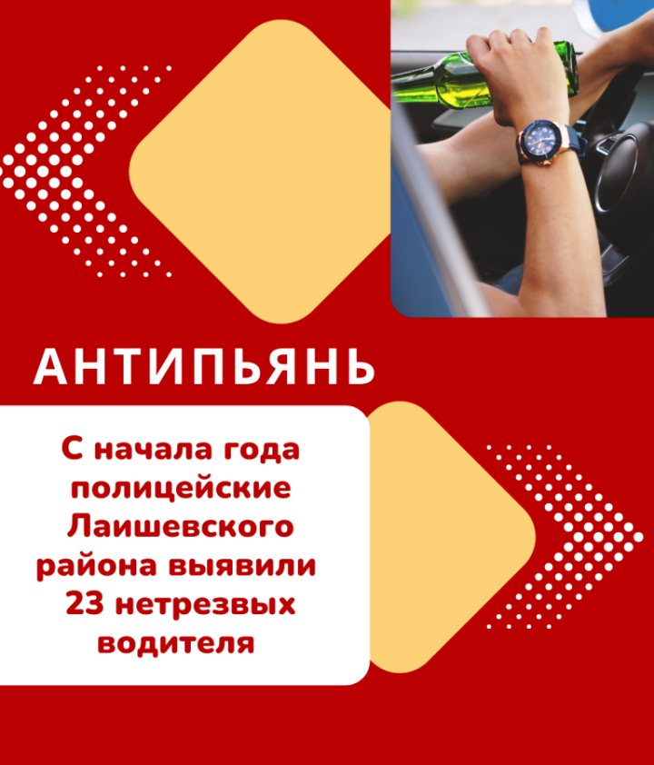 С начала года полицейские Лаишевского района выявили 23 нетрезвых водителя