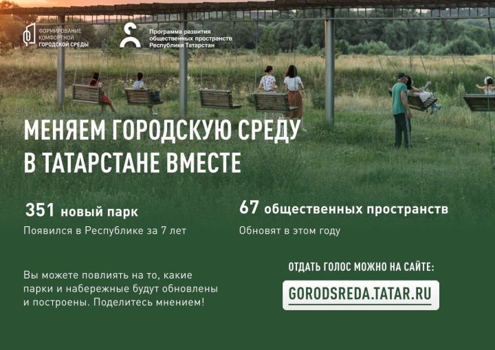 Около 120 тысяч жителей Татарстана уже назвали парки, которые нужно благоустроить в следующем году