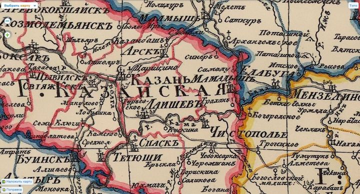 Лаишевский район на старых картах первой половины 19 века