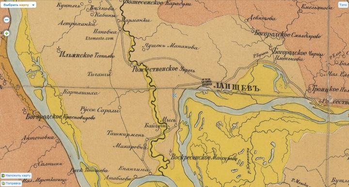 Лаишевский район на старых картах второй половины 19 века