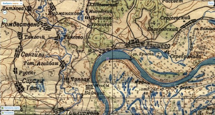 Лаишевский район на старых картах первой половины 20 века