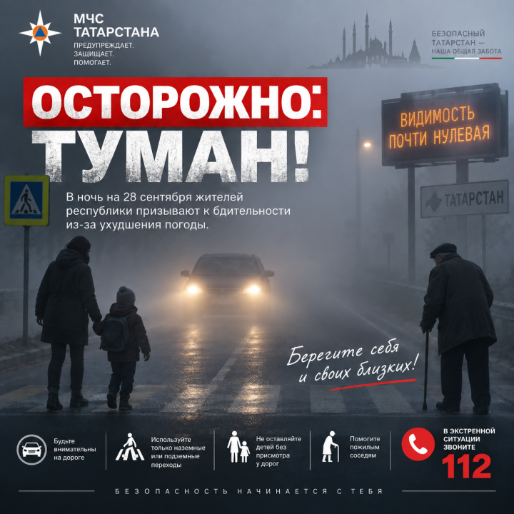 Водителей Татарстана призвали к осторожности из-за надвигающегося тумана