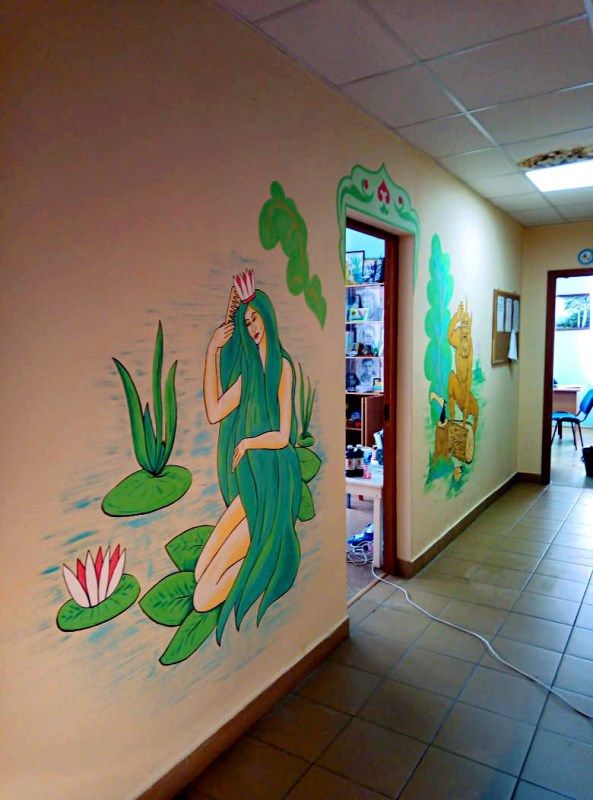 В детском саду П. Ковалей Лаишевского района РТ стены обновляются новыми рисунками