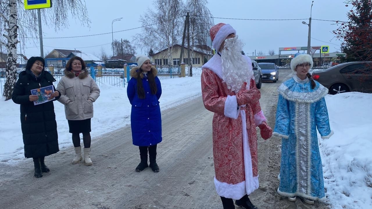 Дед Мороз и Снегурочка шагают по Лаишевскому району