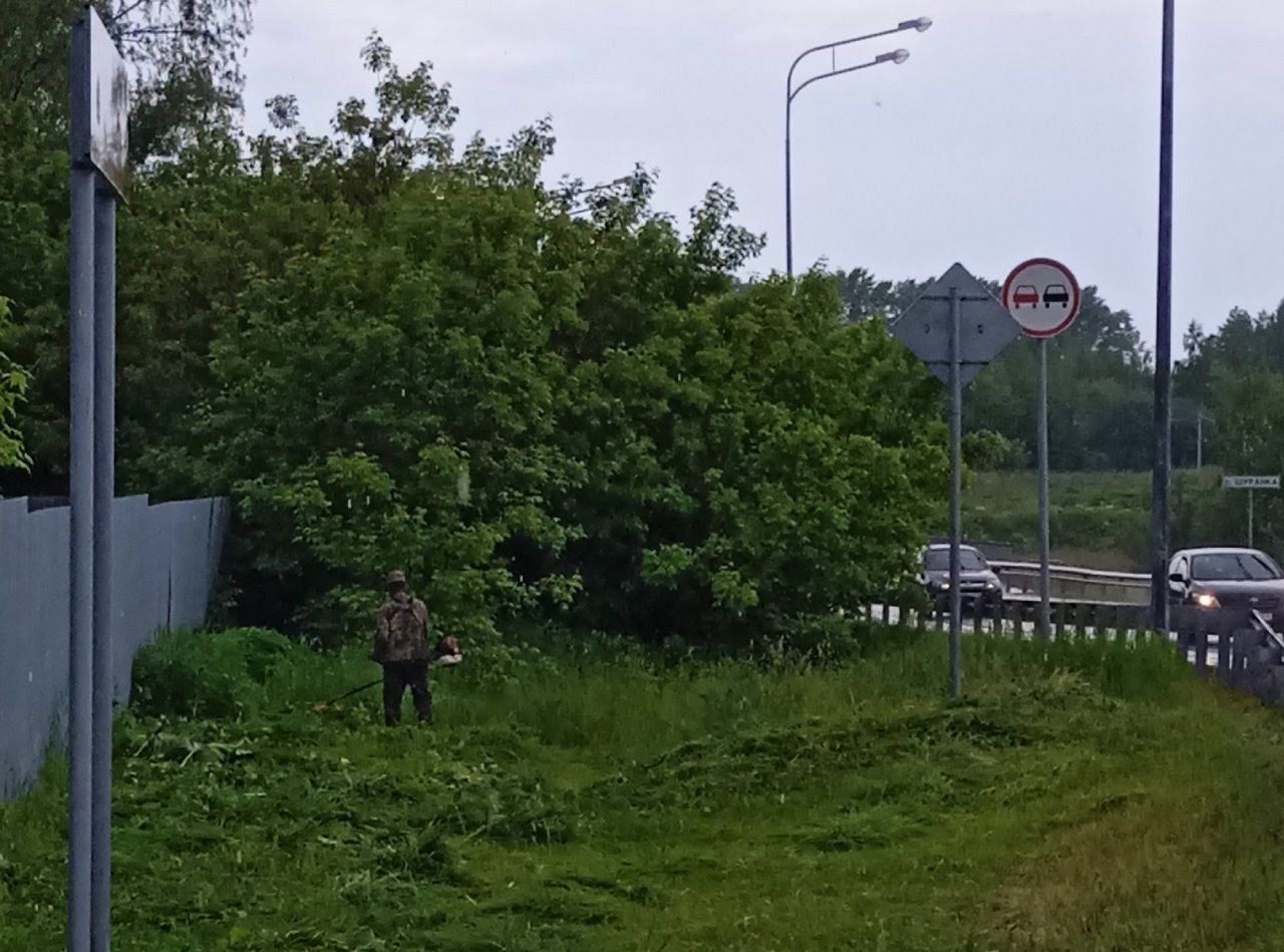 В Лаишевском районе скашивают траву вдоль дорог