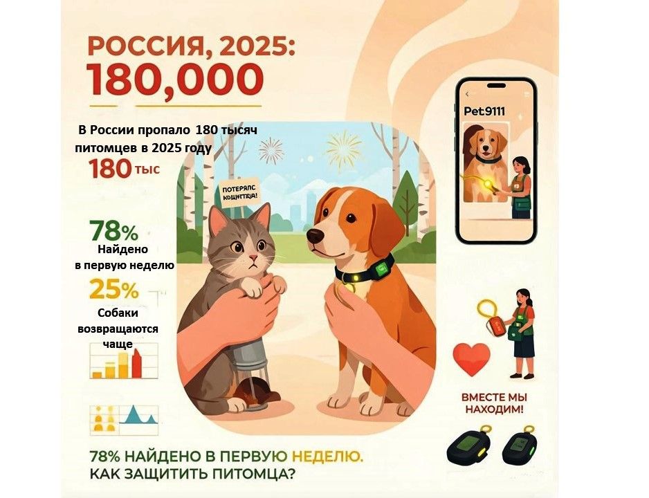 В России пропало 180 тысяч питомцев в 2025 году — но найти их стало проще