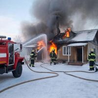 В Лаишеве горит двухквартирный дом: пожар ликвидирован, пострадавших нет