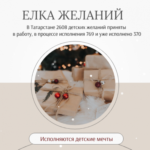 В ходе акции «Елка желаний»  370 желаний татарстанских детей выполнено