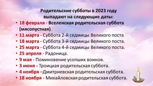 В какие дни православные отмечают родительские субботы в 2023 году