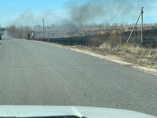 Горит поле в поселке Лаишевского района