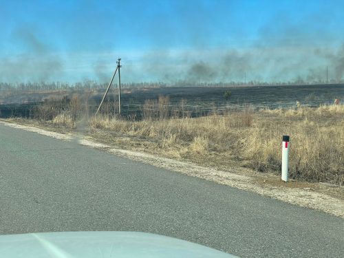 Горит поле в поселке Лаишевского района