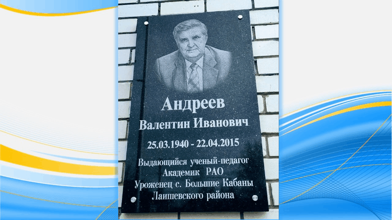 Открытие мемориальной доски академику В.И. Андрееву в Большекабанской школе