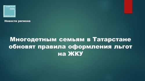 В Татарстане изменят правила получения субсидий на ЖКХ для многодетных семей
