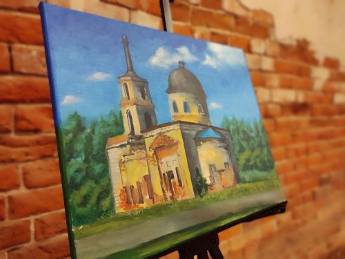 В Лаишевском районе развернулась выставка картин, посвященных историческим храмам