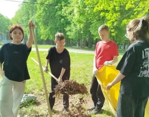 Воспитанники Лаишевского детского дома помогли в уборке территории летнего лагеря «Чайка»