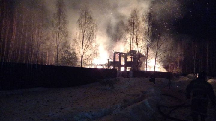 Пожар произошел близ деревни Орел Лаишевского района 19 февраля 2022 года