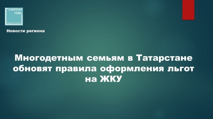 В Татарстане изменят правила получения субсидий на ЖКХ для многодетных семей