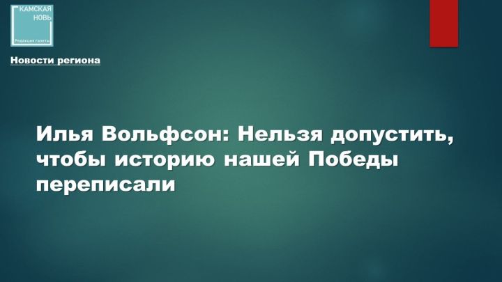 Депутат Госдумы Илья Вольфсон: «Наша задача — не допустить переписывания истории Победы»