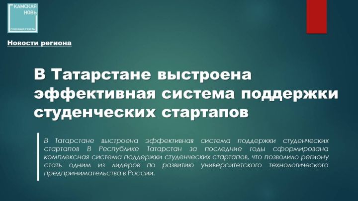 В Татарстане выстроена эффективная система поддержки студенческих стартапов