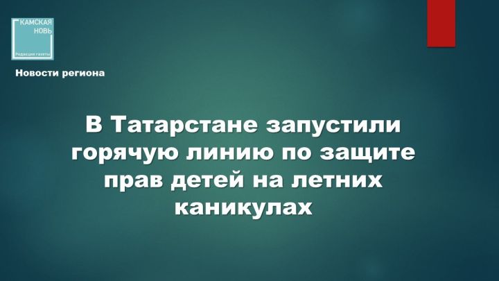 В Татарстане стартует проект «Лето с Уполномоченным» для защиты прав детей